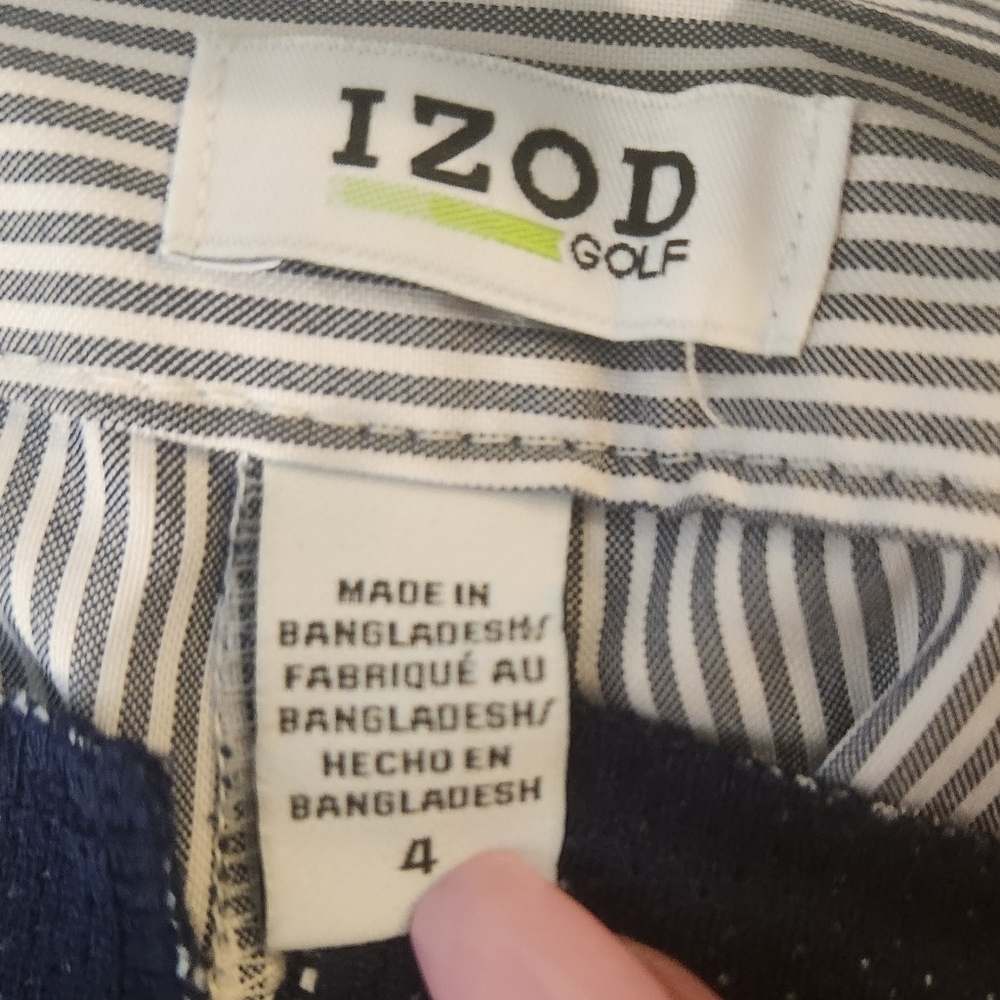 Izod Blue And White Striped Golf Shorts Size 4 (7681) - Picture 3 of 4